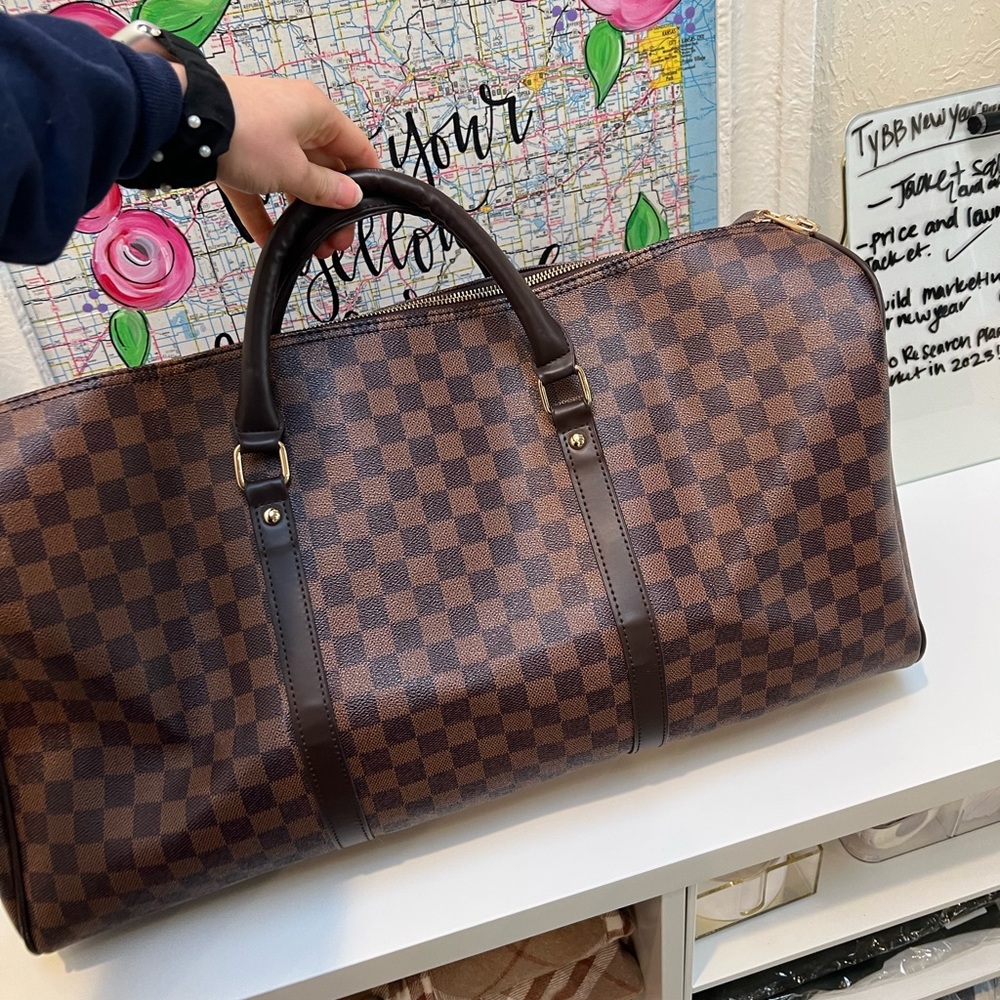 Medium Checkered Print Duffel Bag